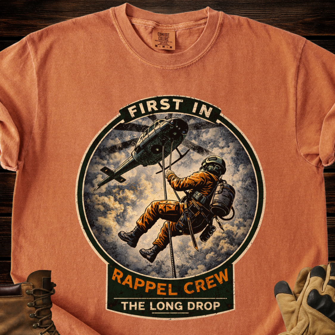 First In Rappel Crew The Long Drop T‑Shirt