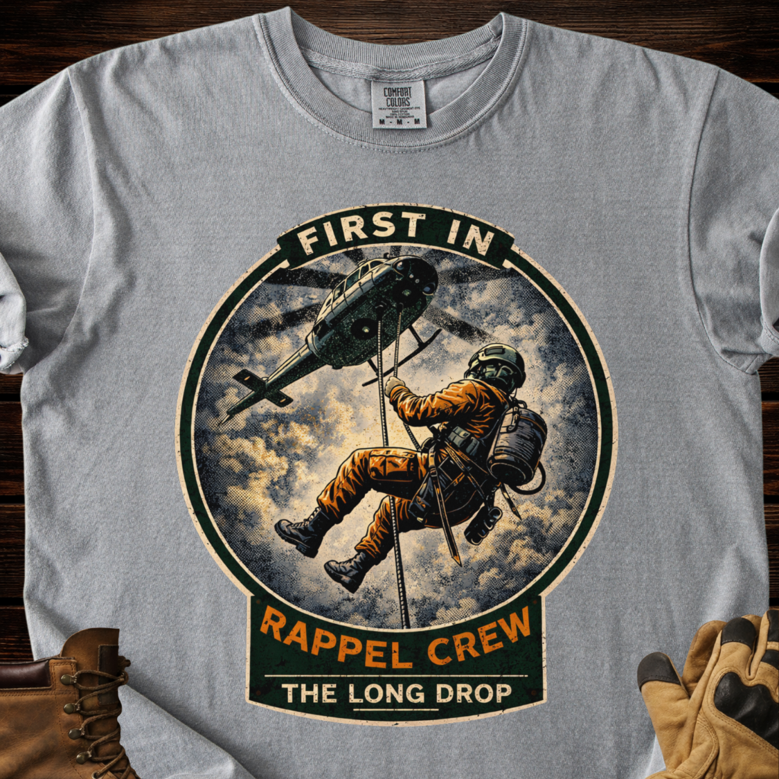 First In Rappel Crew The Long Drop T‑Shirt