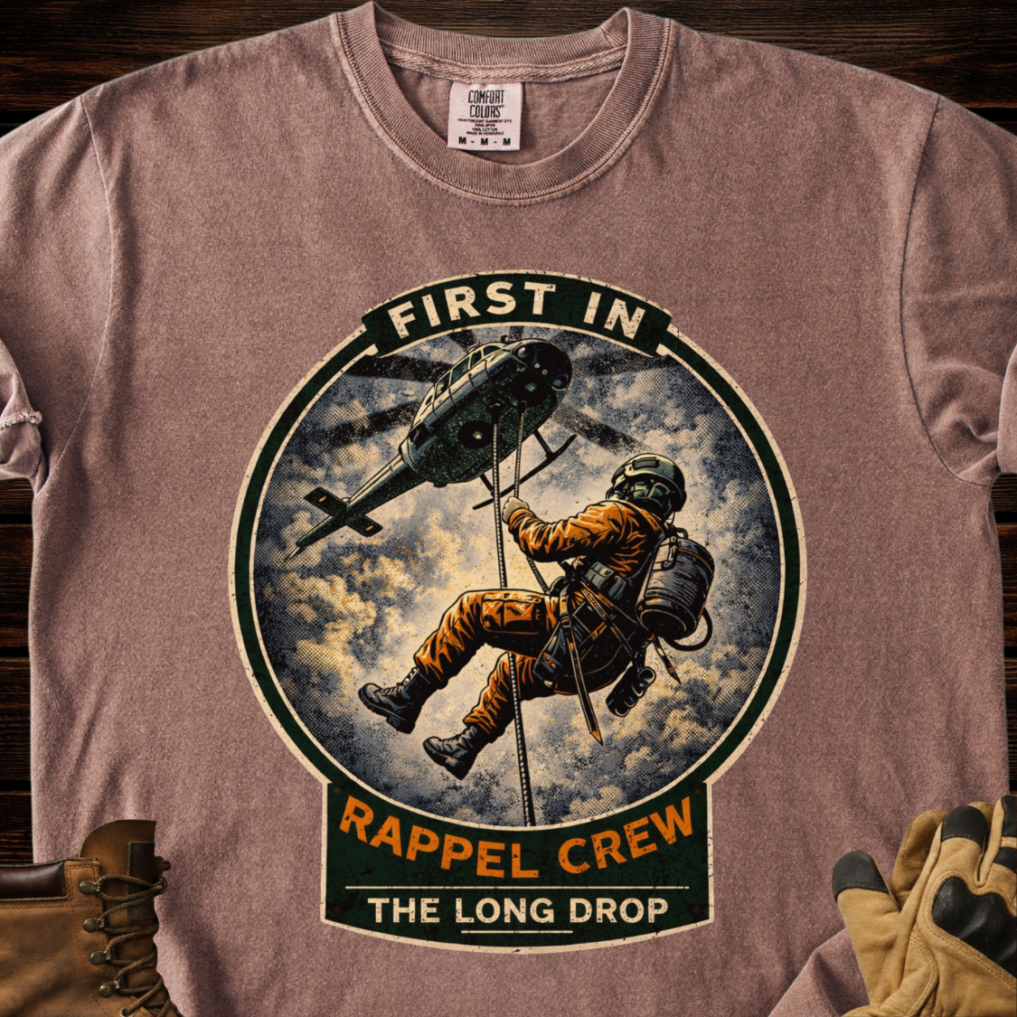 First In Rappel Crew The Long Drop T‑Shirt