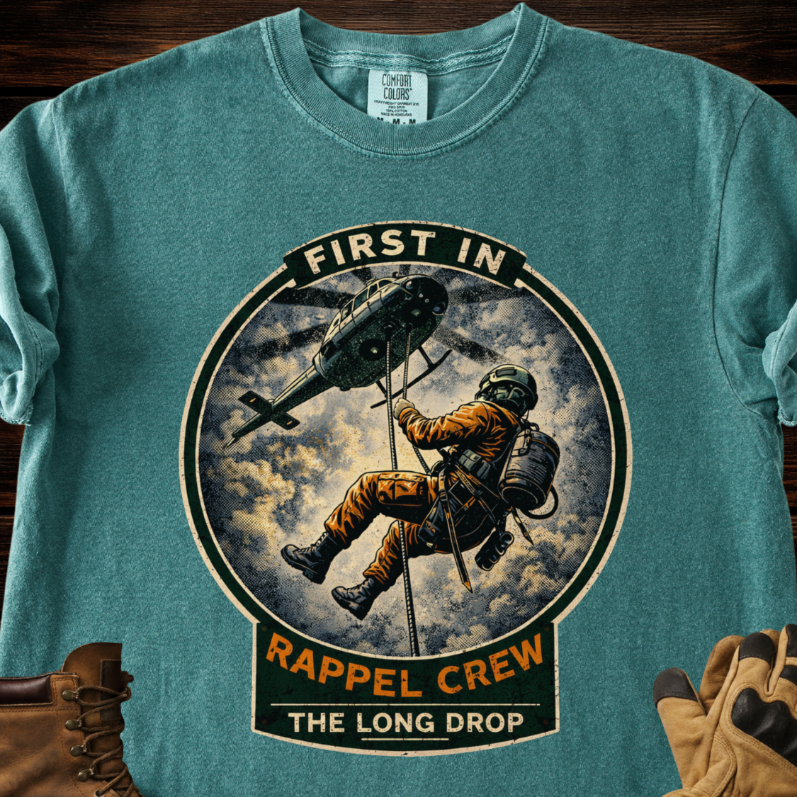 First In Rappel Crew The Long Drop T‑Shirt